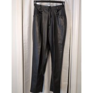 Vintage 90's Y2K Louise Paris Black Faux Leather Pants Size 7/8 Punk Grunge Rock